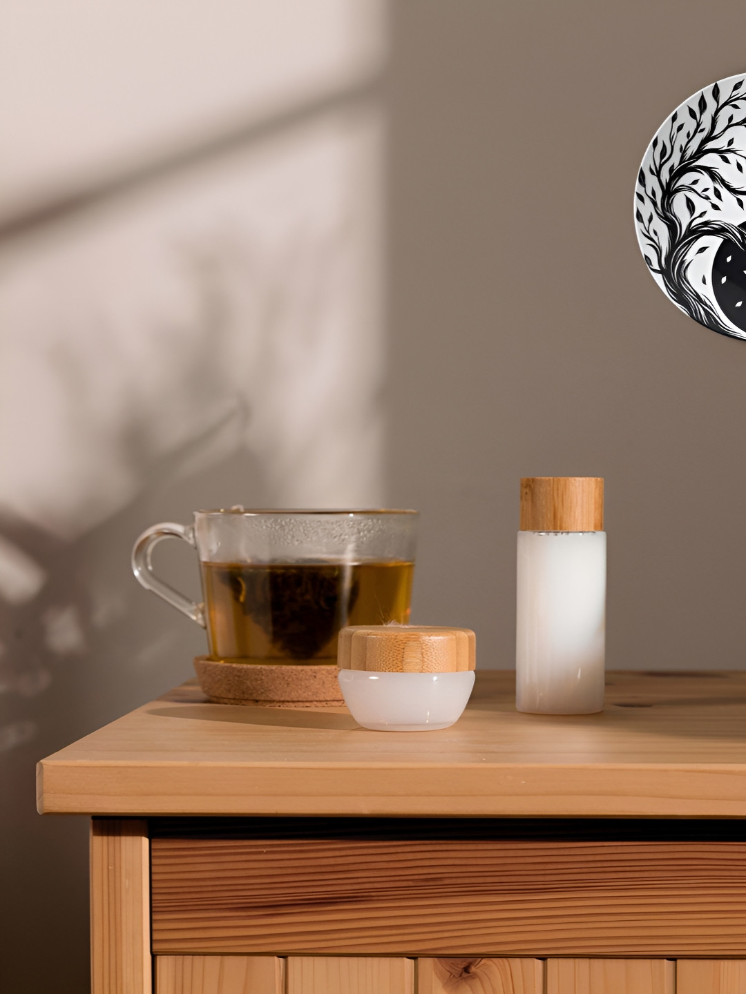 THE QUIRKY HOME Yin Yang Tree of Life Crafted Ceramics Glossy Hanging Hall Wall Plates-8In