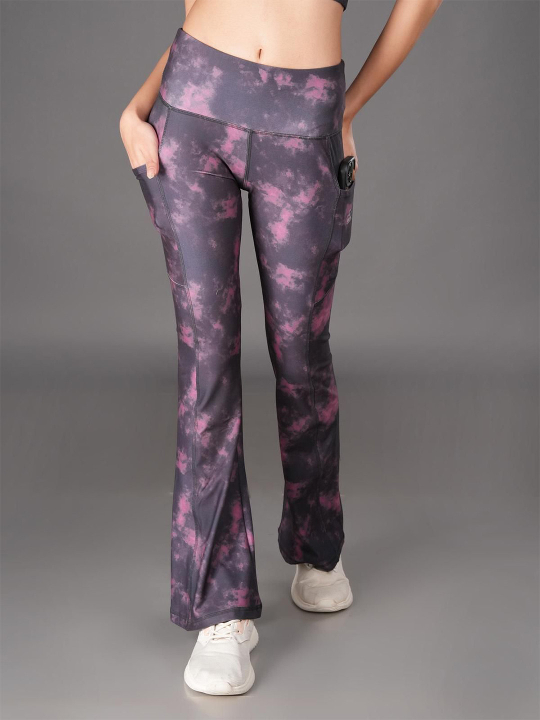 The Dance Bible Printed High-Rise Flared Yoga Tights With 2 Side Pockets