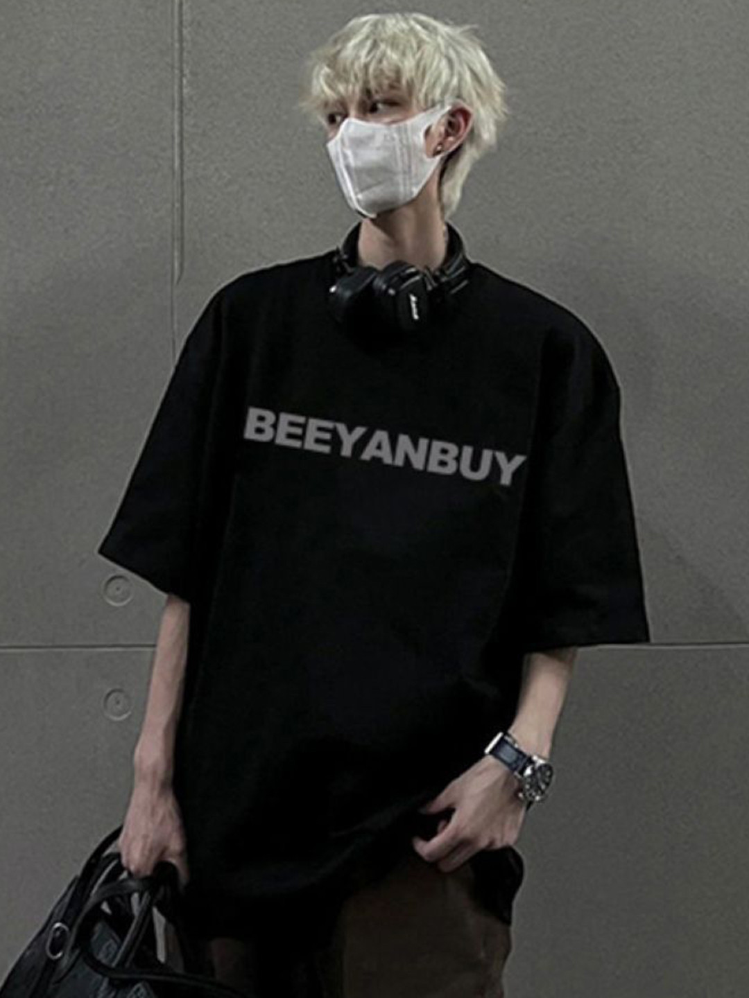Men's Oversized Typography Round Neck T-shirt