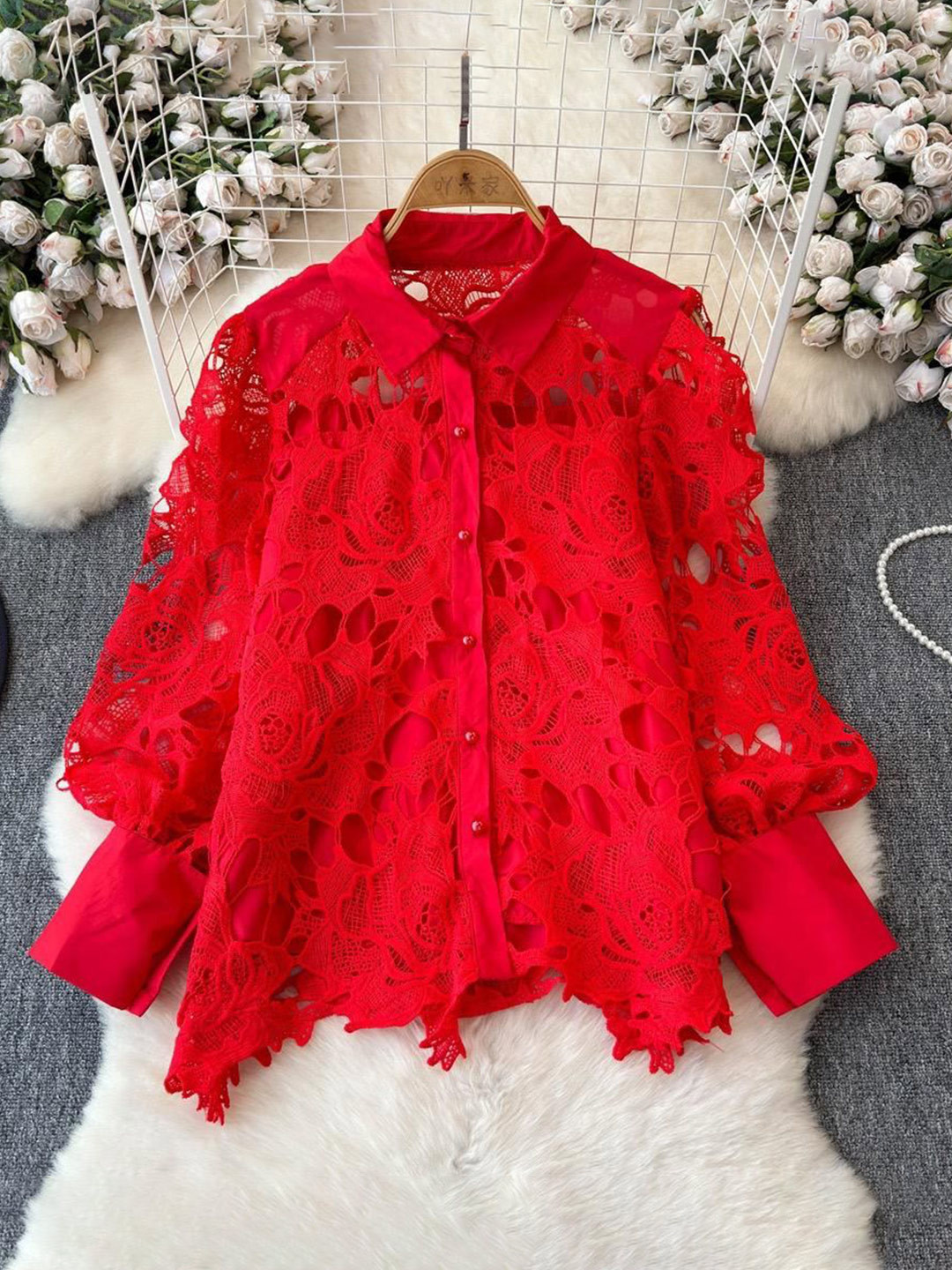 Miss Mosa By Akanksha  Red Pilbury Luxury Lace Blouse