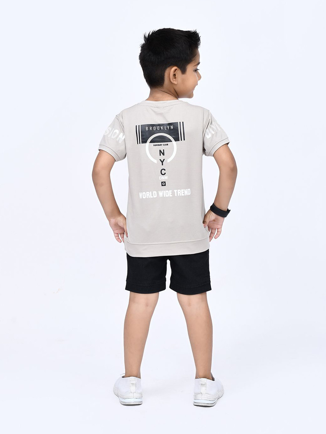 Mini Pattern Kids Printed Short Sleeves T-shirt With Shorts