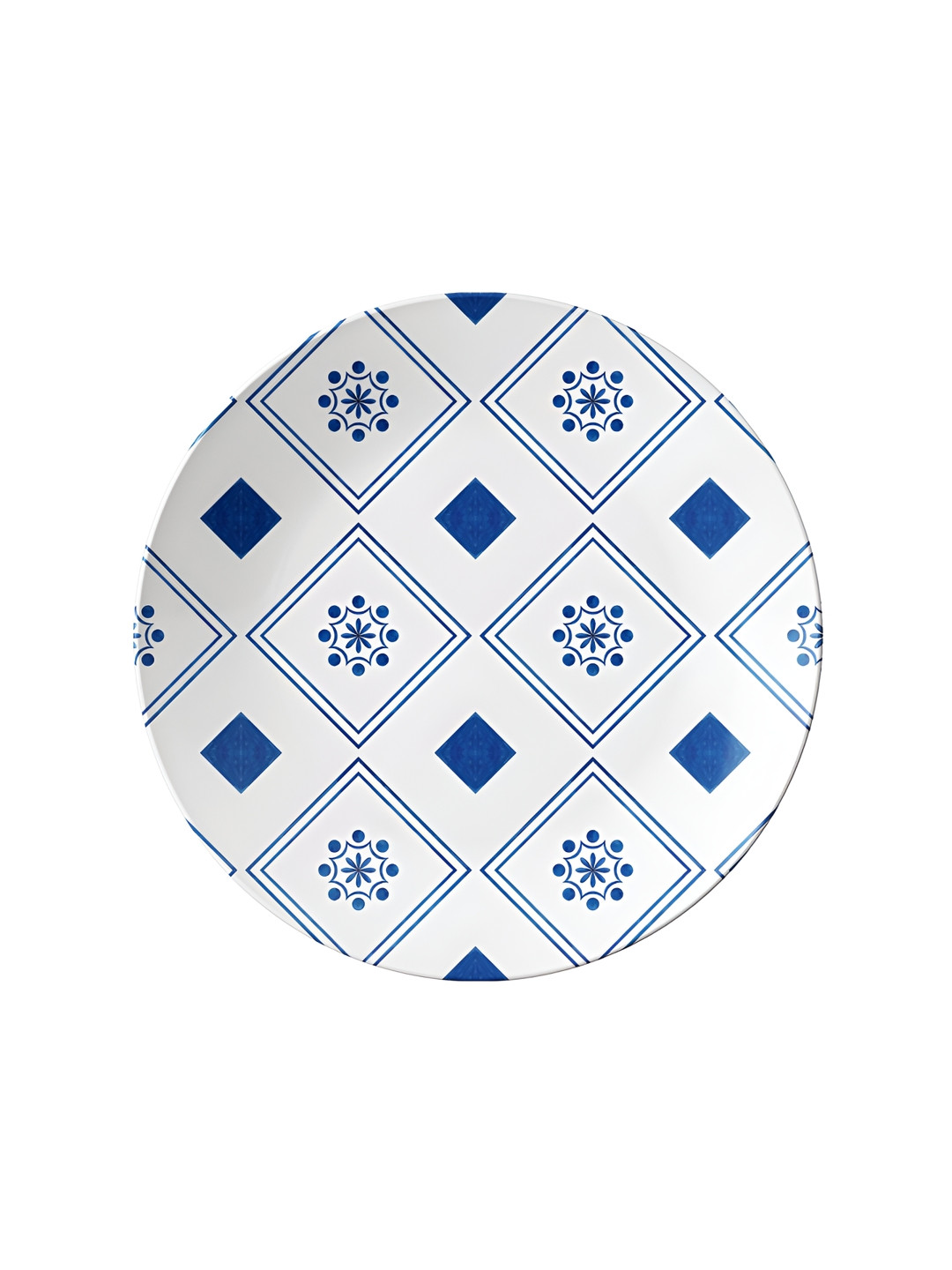 THE QUIRKY HOME Blue and White Pattern Ceramic Floral Glossy Hall Wall Plates-9.8In