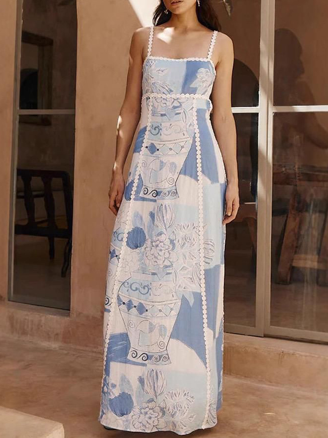 Miss Mosa By Akanksha  Women Blue Valoria Statement Summer Maxi Dress