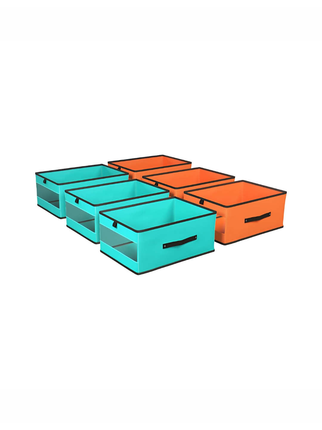 Aura Green & Orange Colored 6 Pieces Storage Box Organisers