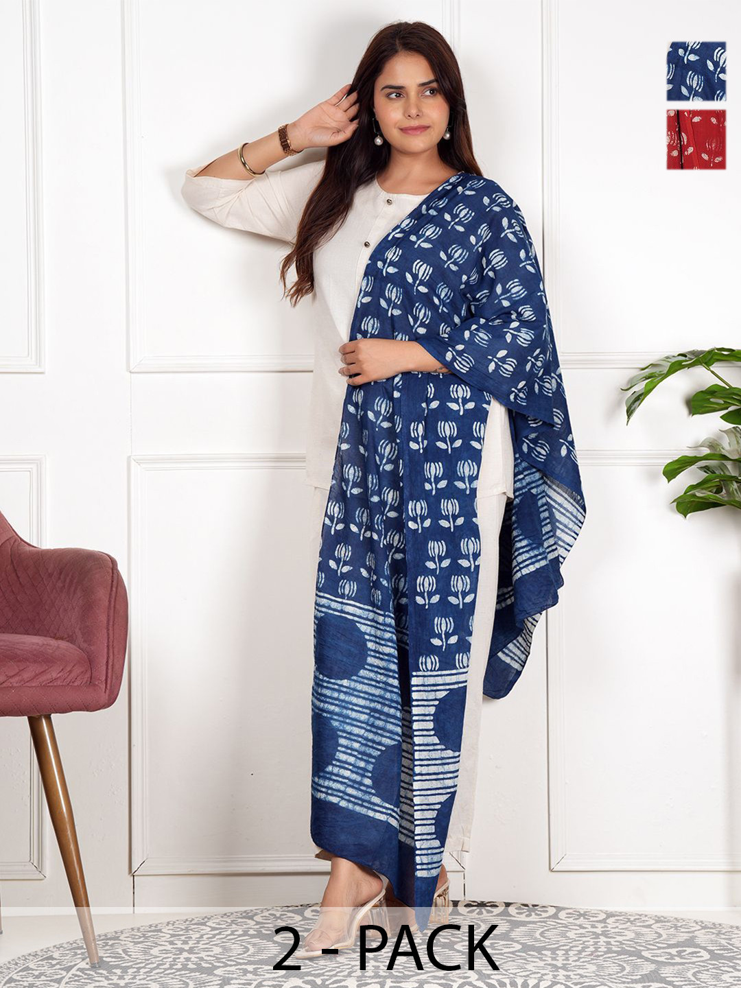 Style Shoes Ajrakh Block Printed Stole