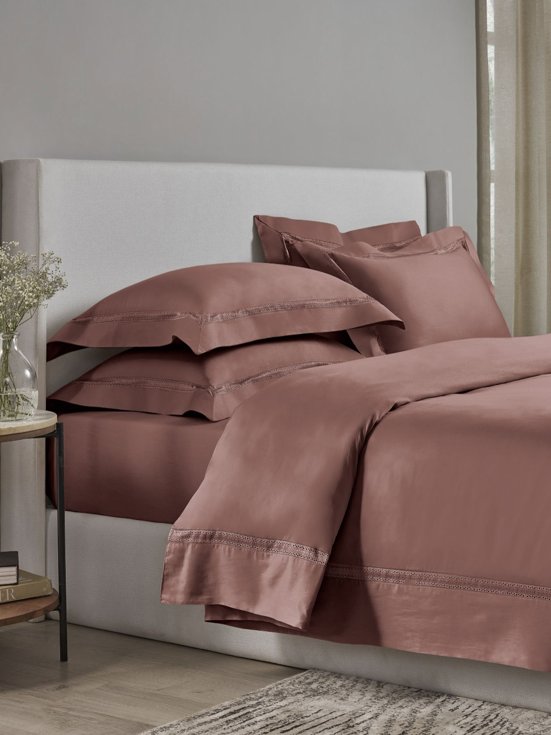 SANSAAR A DDECOR BRAND LIVE CONSCIOUSLY Sansaar Plains Mauve 2Pcs Cotton Pillow Covers