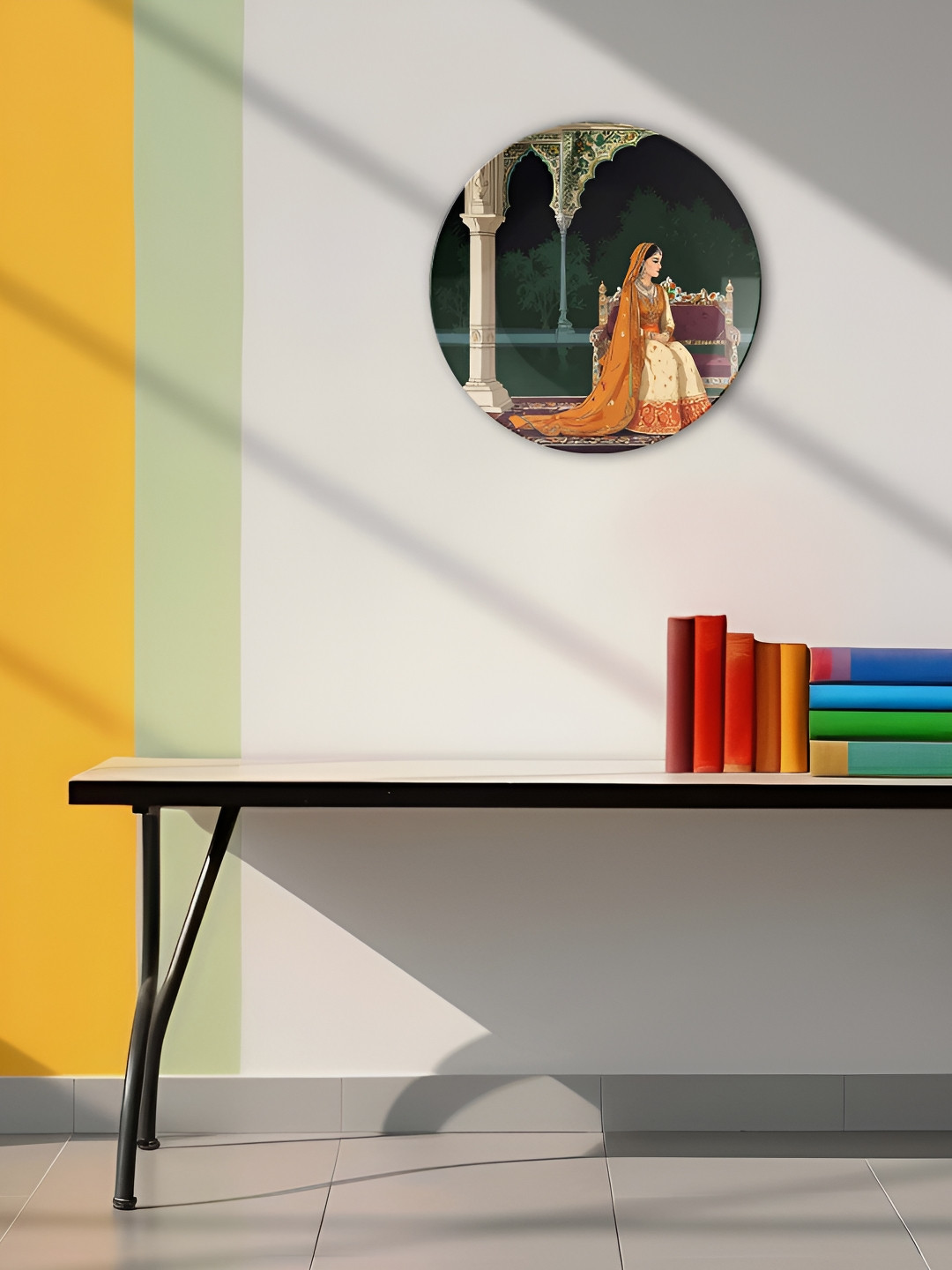 THE QUIRKY HOME Indian Queen Crafted Ceramics Glossy Hanging Hall Wall Plates-10In