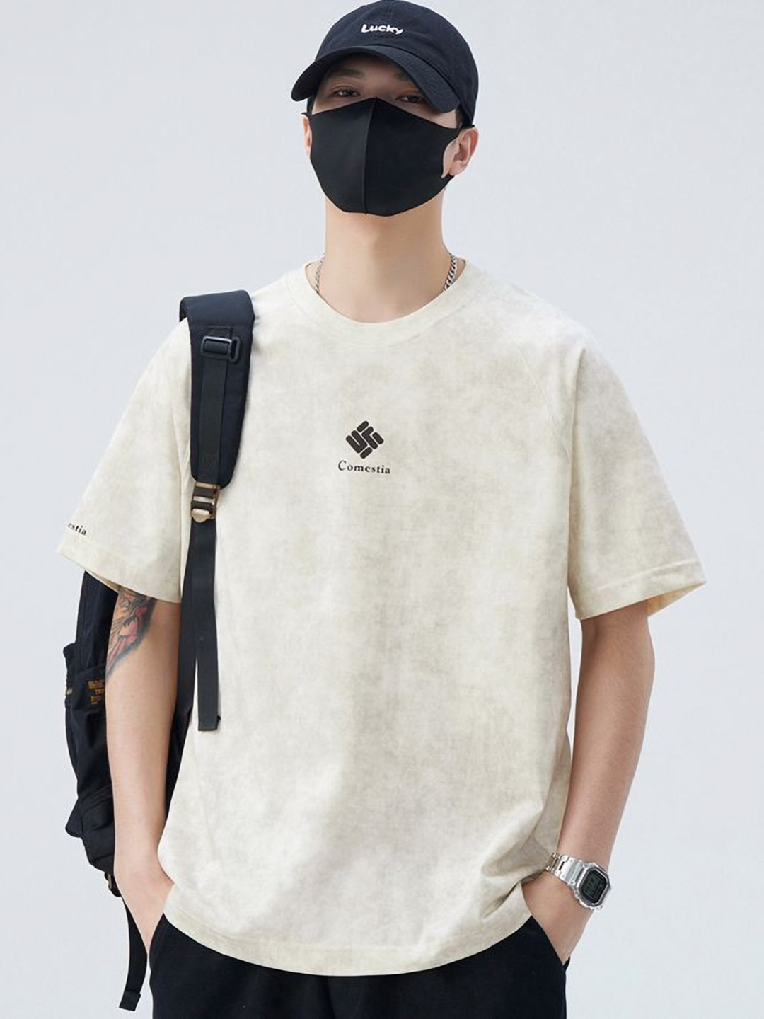 Comesia Men Brand Logo Round Neck T-shirt