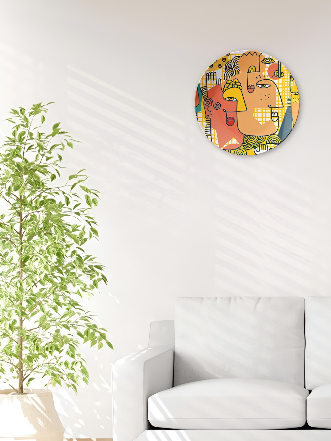 THE QUIRKY HOME Faces Premium Decorative Crafted Ceramics Glossy Hall Wall Plates-10In