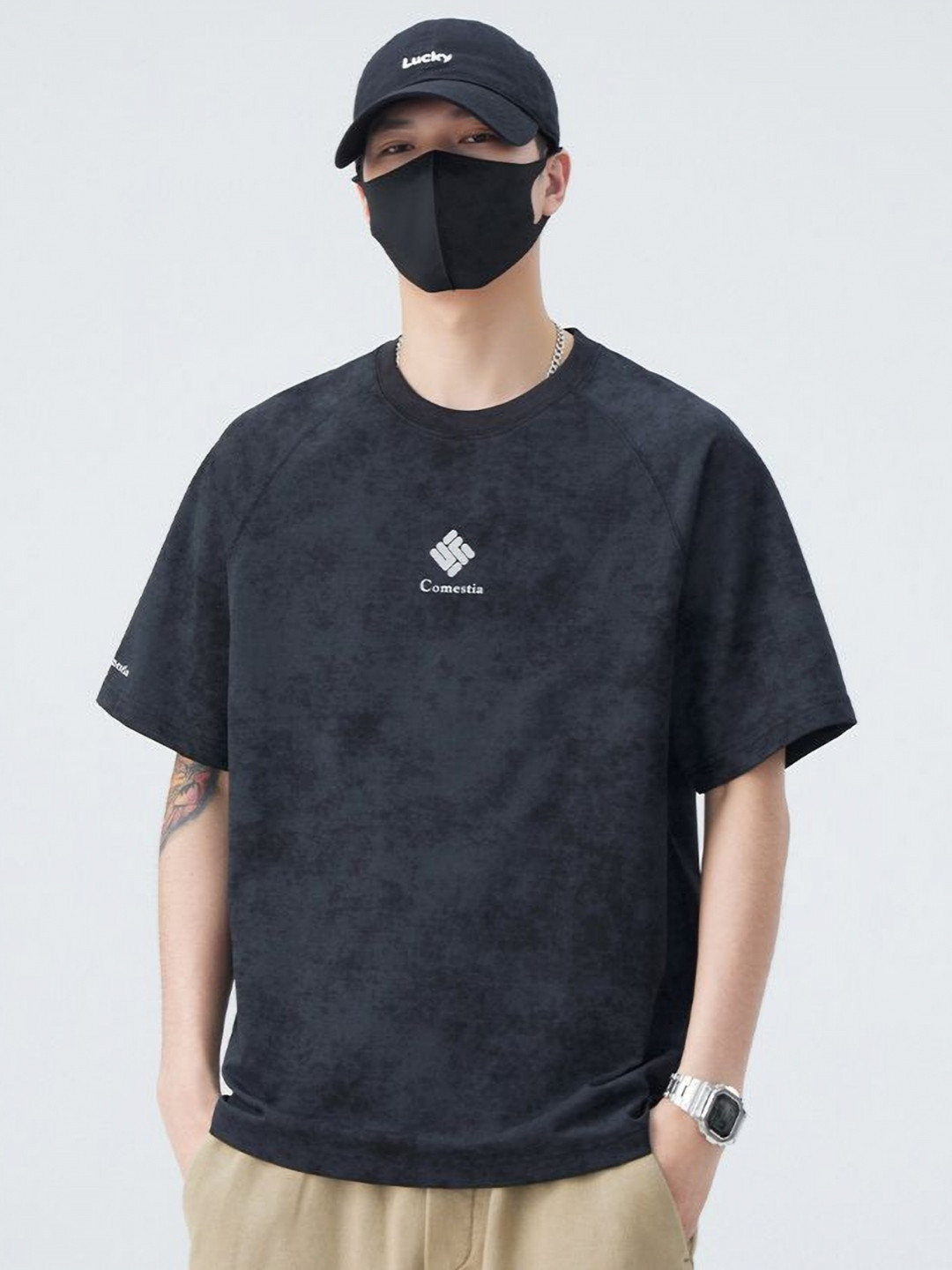 Comestia Brand Logo Relaxed Fit Round Neck T-shirt
