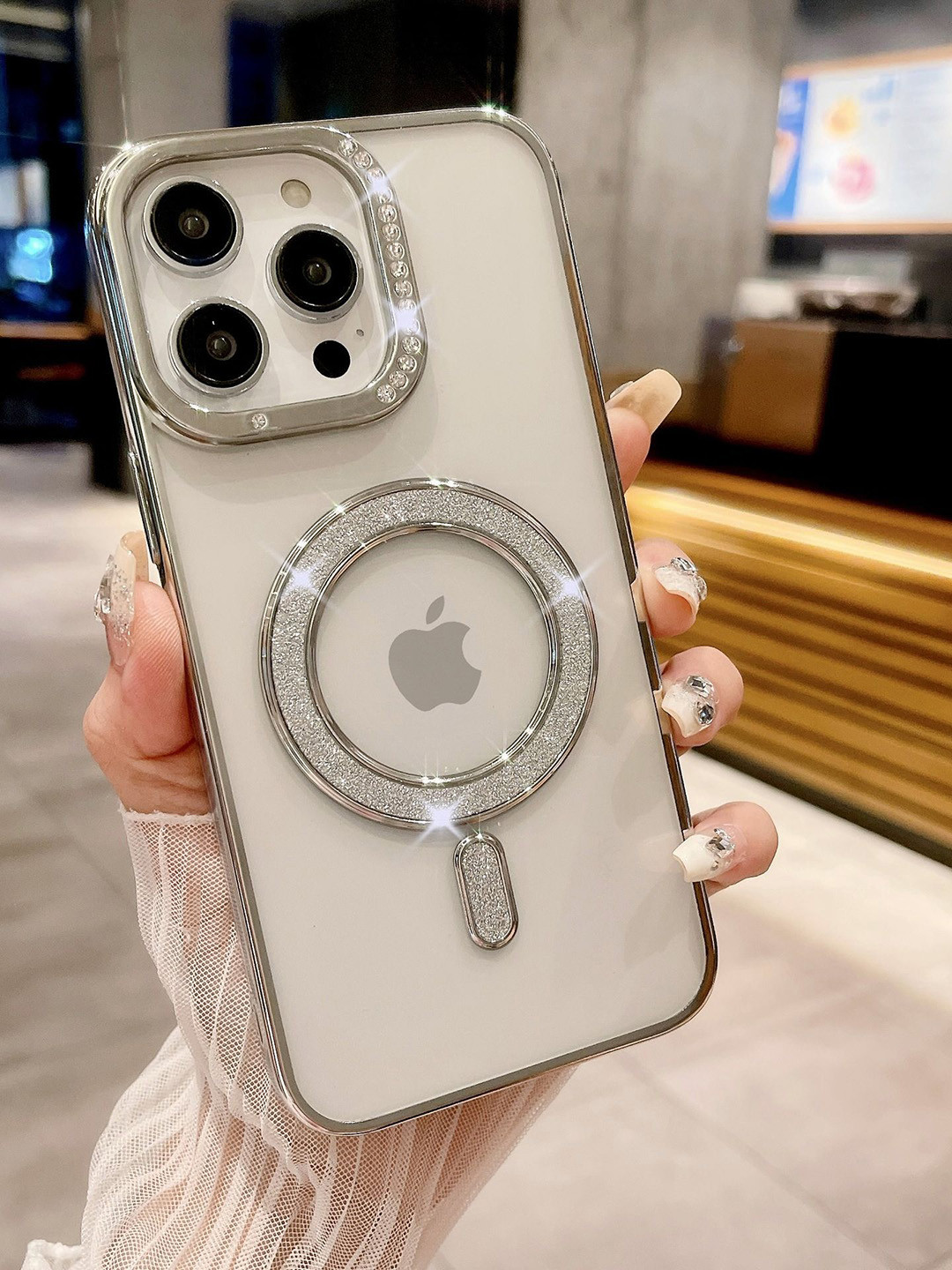 Luxury Kase iPhone 16 Pro Back Cover with Shimmer MagSafe Ring