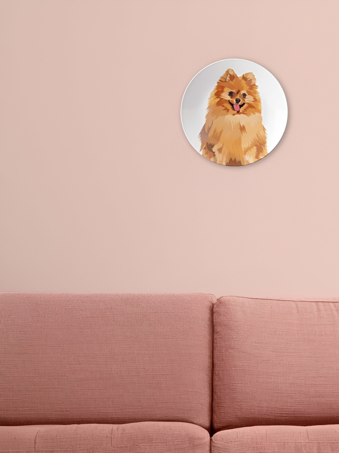 THE QUIRKY HOME Fluffy Pomeranian Smile Crafted Ceramics Glossy Hall Wall Plates-10In