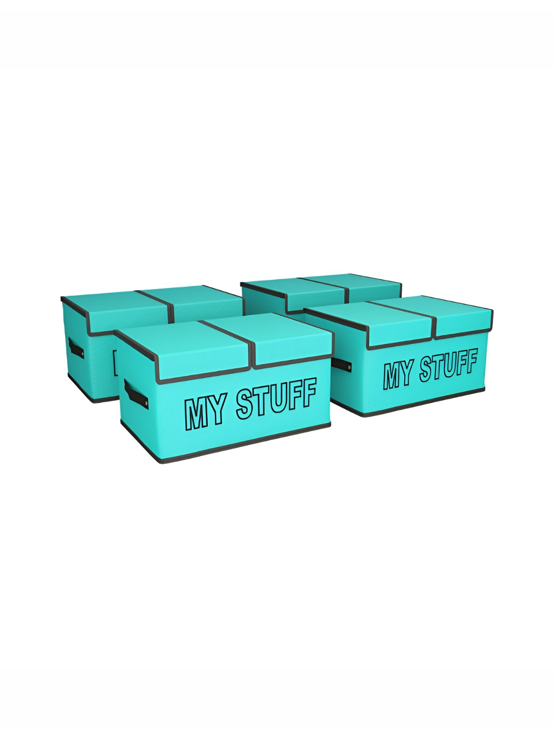 Aura Green & Black 4 Pieces Printed 2 Compartments Drawer Organisers