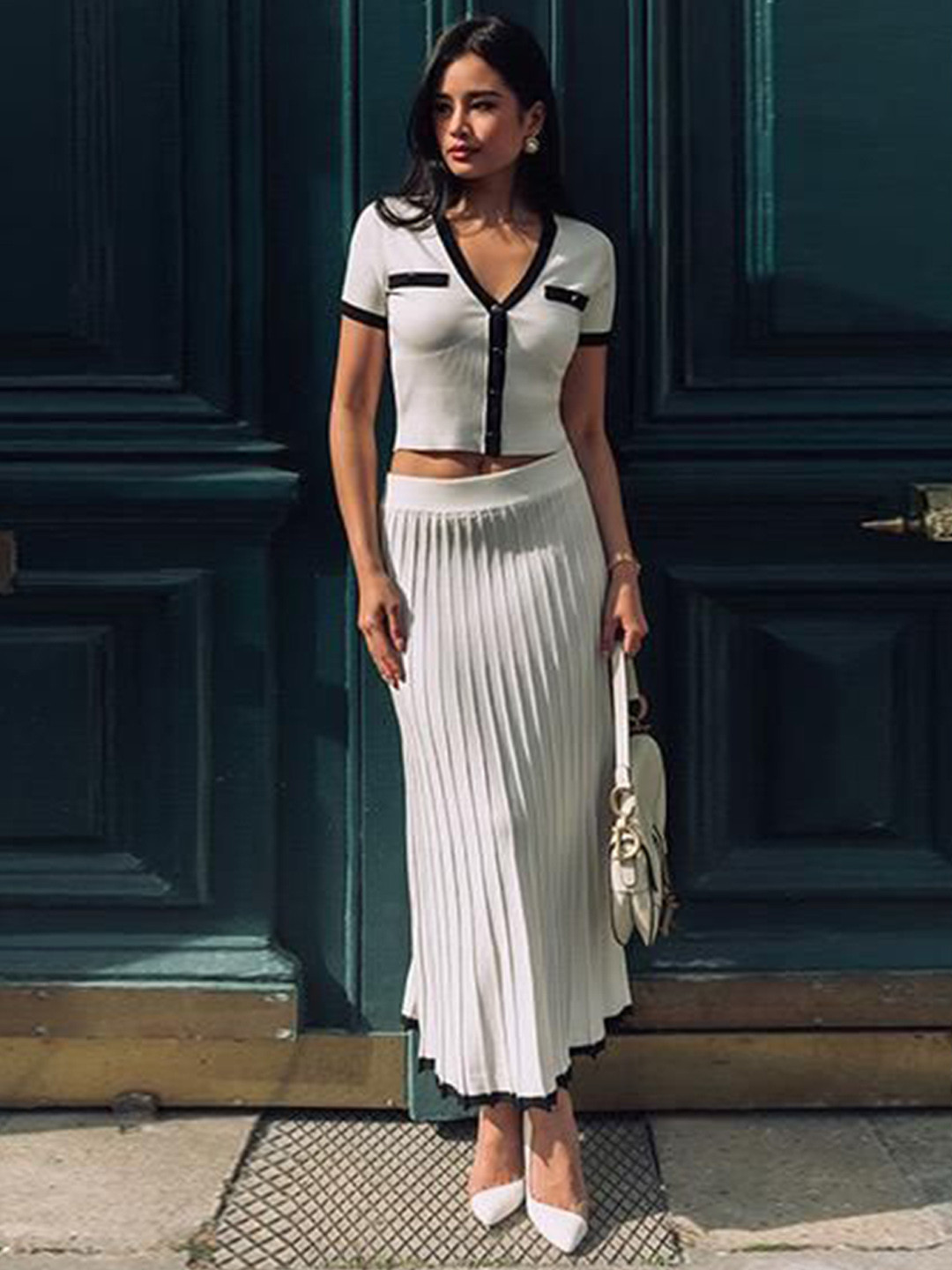 Miss Mosa By Akanksha  Soria Luxe Soft Knit Pure Cotton Top And Skirt Coord Set