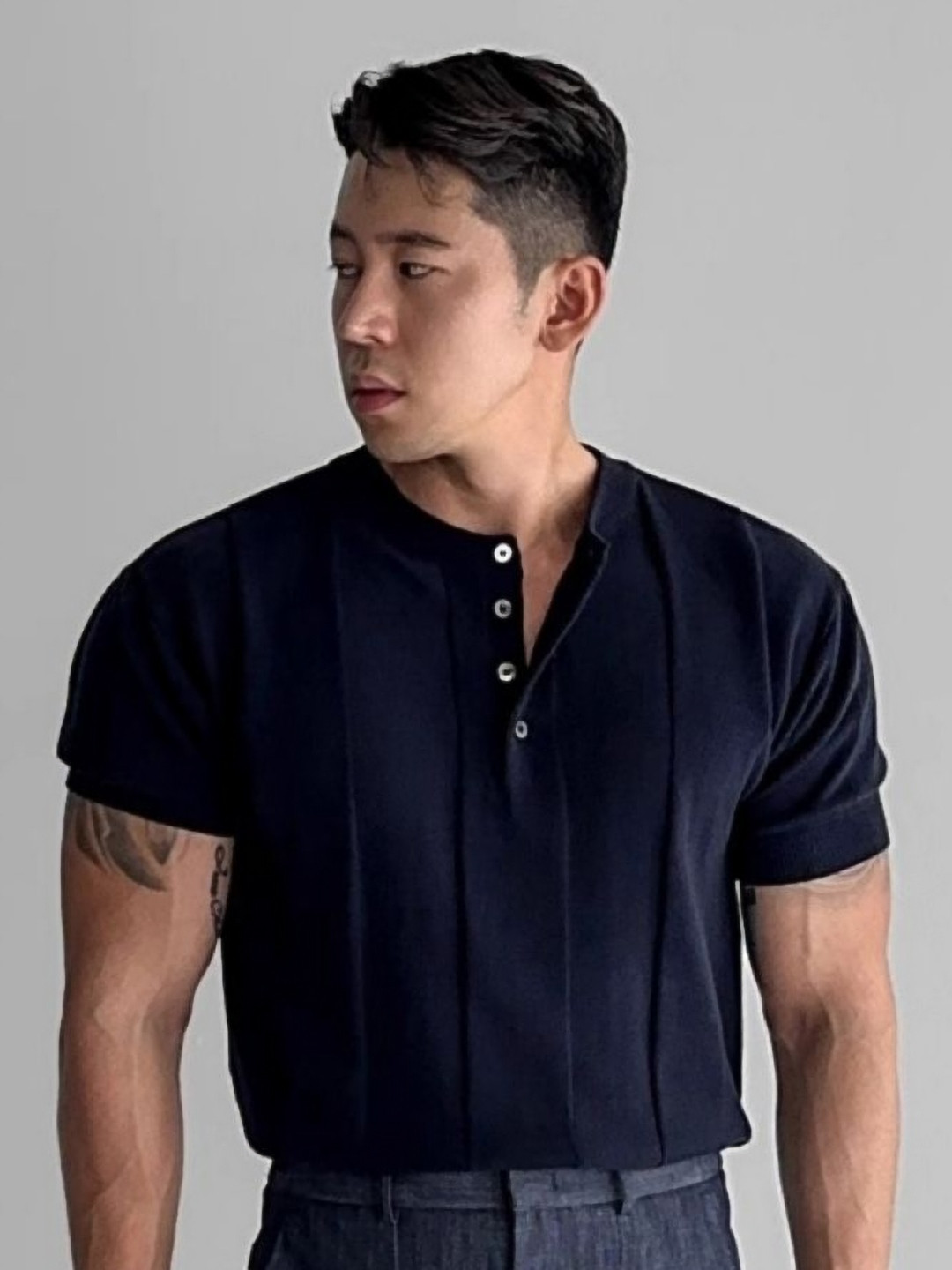 Muscle Fit Henley Neck Solid T-shirt
