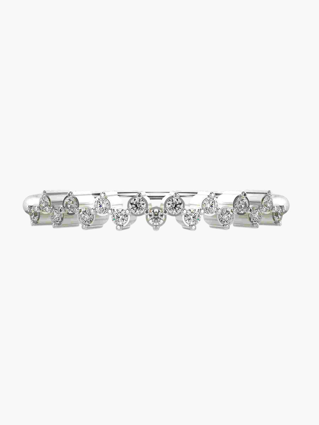VALANOVA 925 Sterling Silver 18 KT White Gold Diamond Studded Ring-0.98 gm