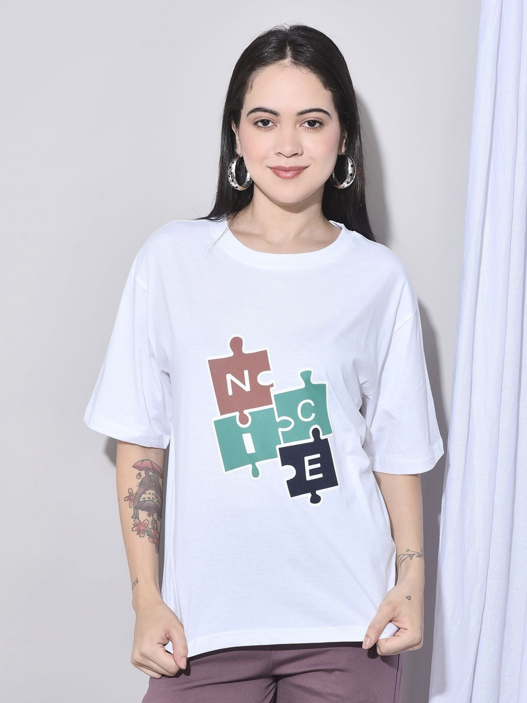 FFU Graphic Printed Drop-Shoulder Sleeves Oversized T-shirt
