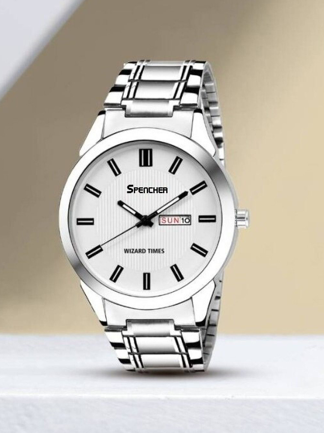 SPENCHER Men Stainless Steel Straps Round Reset Time Analogue Watch Spencher New