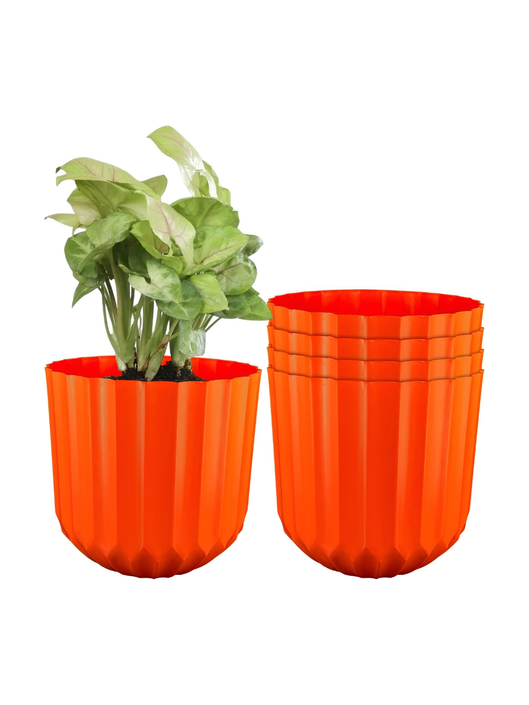 GARDEN'S NEED Sofia Set Of 5 Orange-Colored Textured Planters