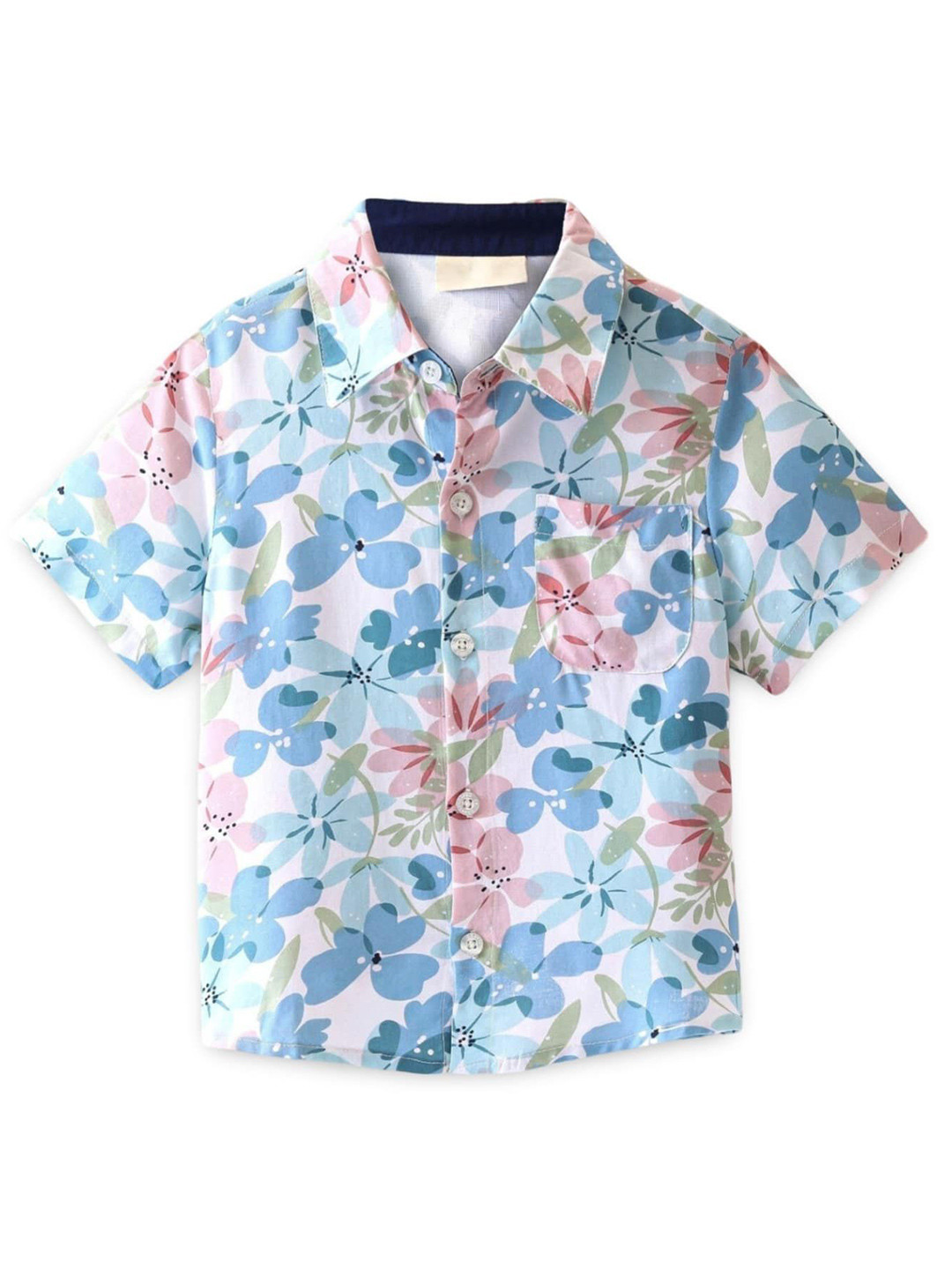 BAESD Boys Comfort Fit Floral Printed Spread Collar Cotton Casual Shirt
