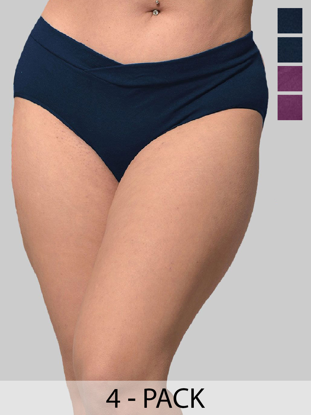 Inner Sense Pack Of 4 Organic Cotton Maternity Briefs IMP102-2Deep Purple_2Navy Blue