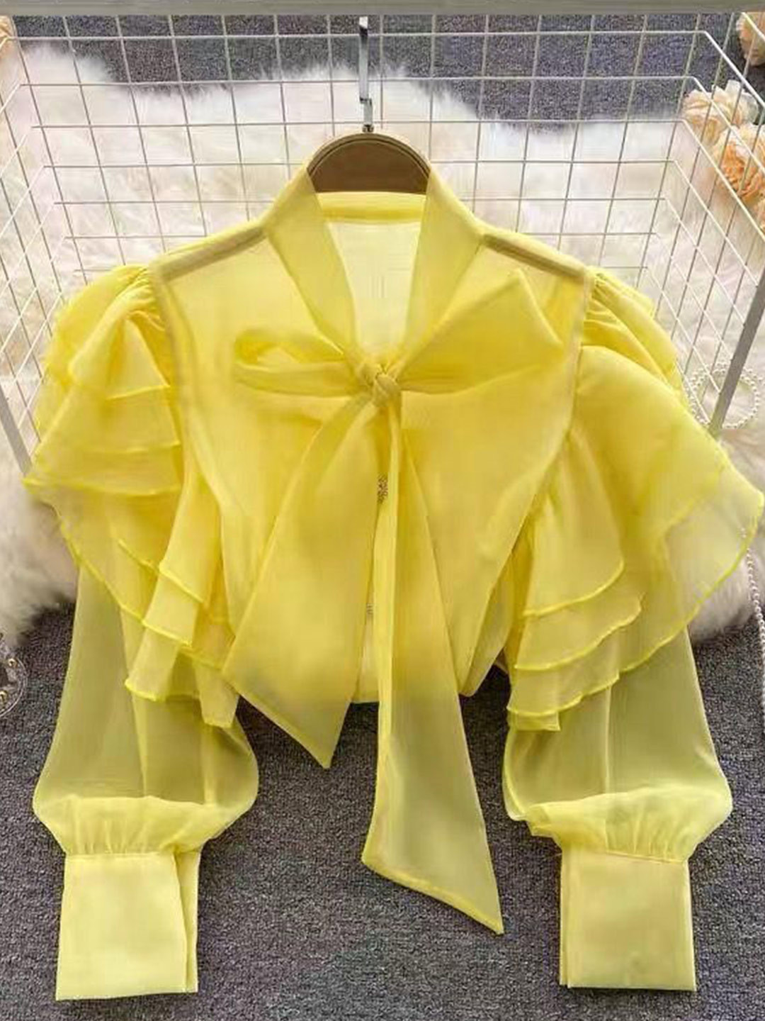 Miss Mosa By Akanksha  Yellow Cevia Statement Blouse