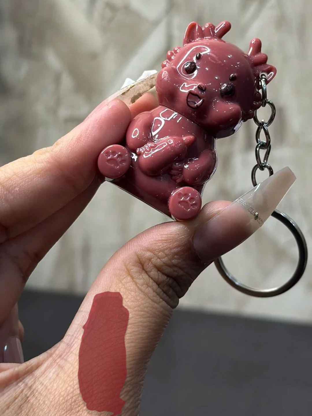 Adbeni Cartoon Keychain Lip Gloss 5ml - Coffee Brown