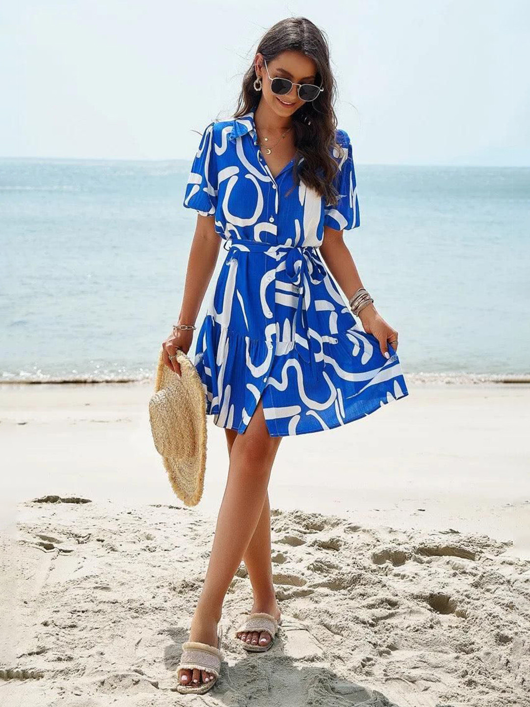 Miss Mosa By Akanksha  Women Blue Bitsy Breezy Summer Dress