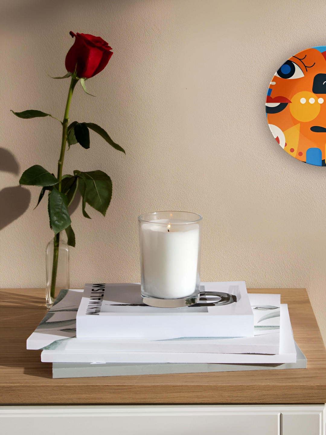 THE QUIRKY HOME Colorful Face Art Crafted Ceramics Glossy Hanging Hall Wall Plates-8In