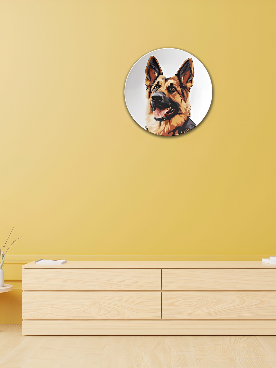 THE QUIRKY HOME The Courageous German Shepherd Crafted Ceramics Glossy Wall Plates-8In