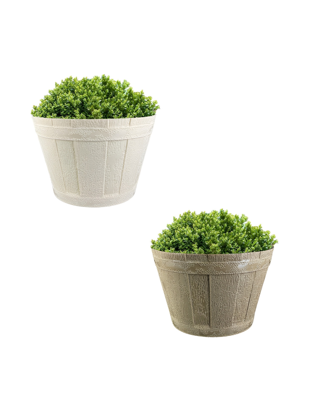 GARDEN'S NEED 2-Pcs Assorted Eco-Friendly Barrel Round Planters