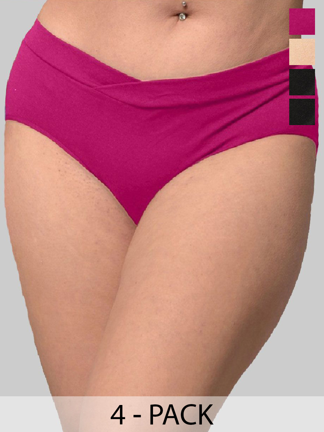 Inner Sense Pack Of 4 Organic Cotton V Band Maternity Briefs IMP102-Skin_2Black_Sangria