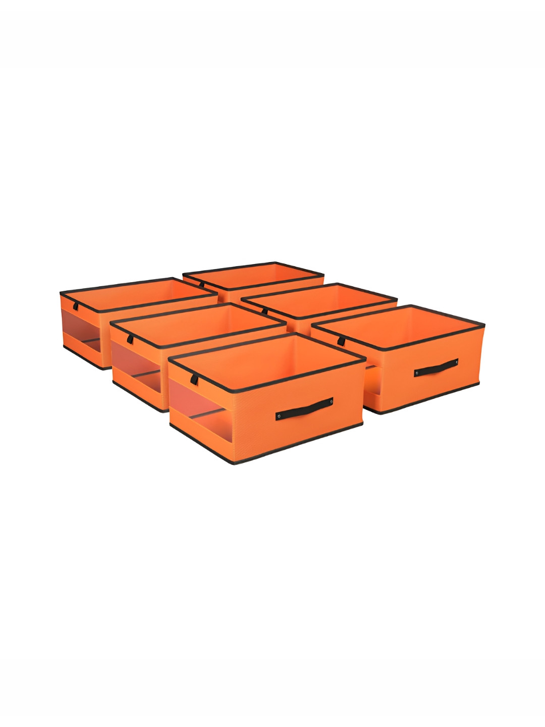 Aura Orange Colored & Black 6 Pieces Foldable Storage Box Organisers