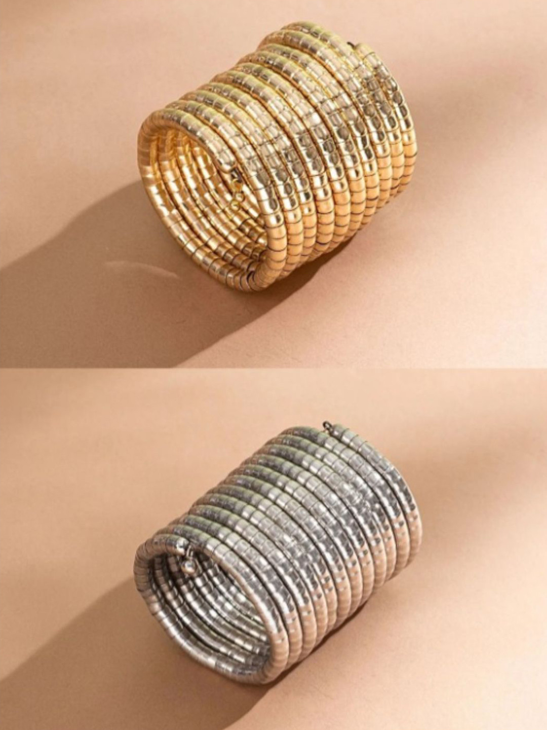 Sangria Women Handmade Gold & Silver Plated Viral Spiral Combo Bangles