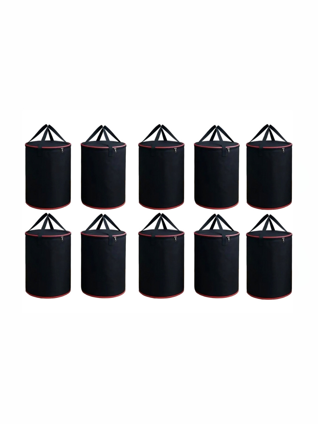 Fashion Throw 10Pcs Black & Red Foldable Laundry Bags - 45 L Each