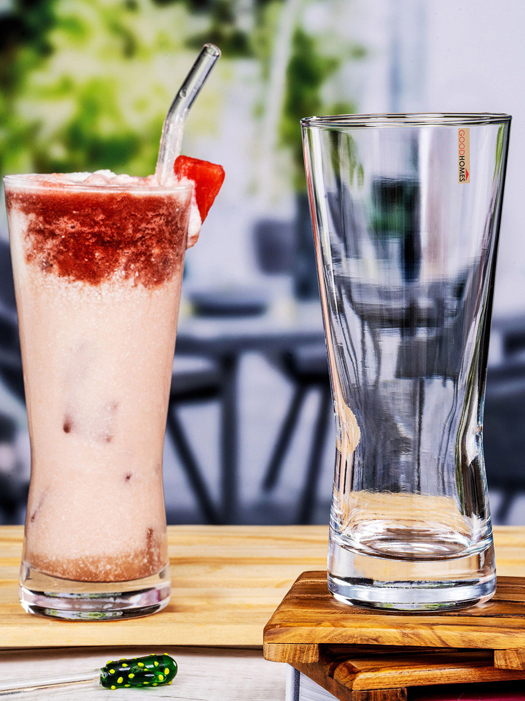 GOODHOMES Transparent 6 Pieces Textured Clear Glass Bar Glasses-390 ml Each