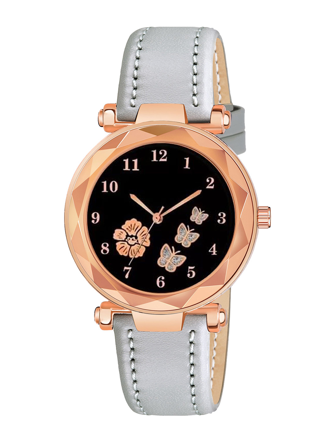 CERO Women Printed Round Dial & Leather Straps Analogue Multi Function Watch FBF223-Grey