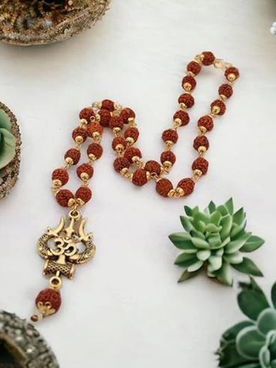 BEYTER Shiv Trishul Rudraksha Mala Necklace