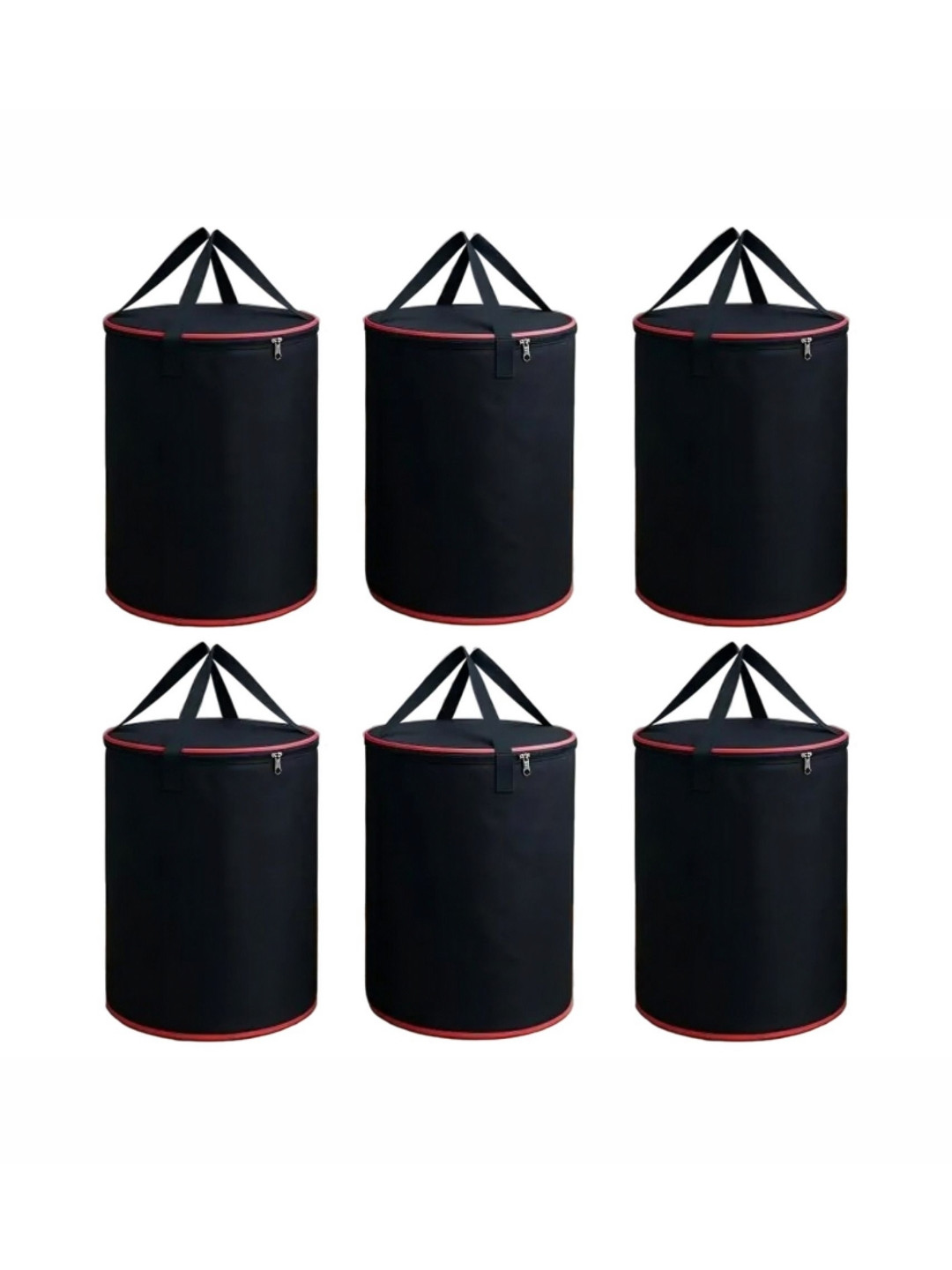 Fashion Throw 6Pcs Black & Red Foldable Laundry Bags - 45 L Each