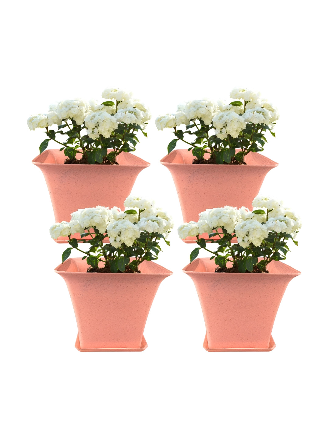 GARDEN'S NEED Orient 4Pcs Peach-Colored Planters With Tray