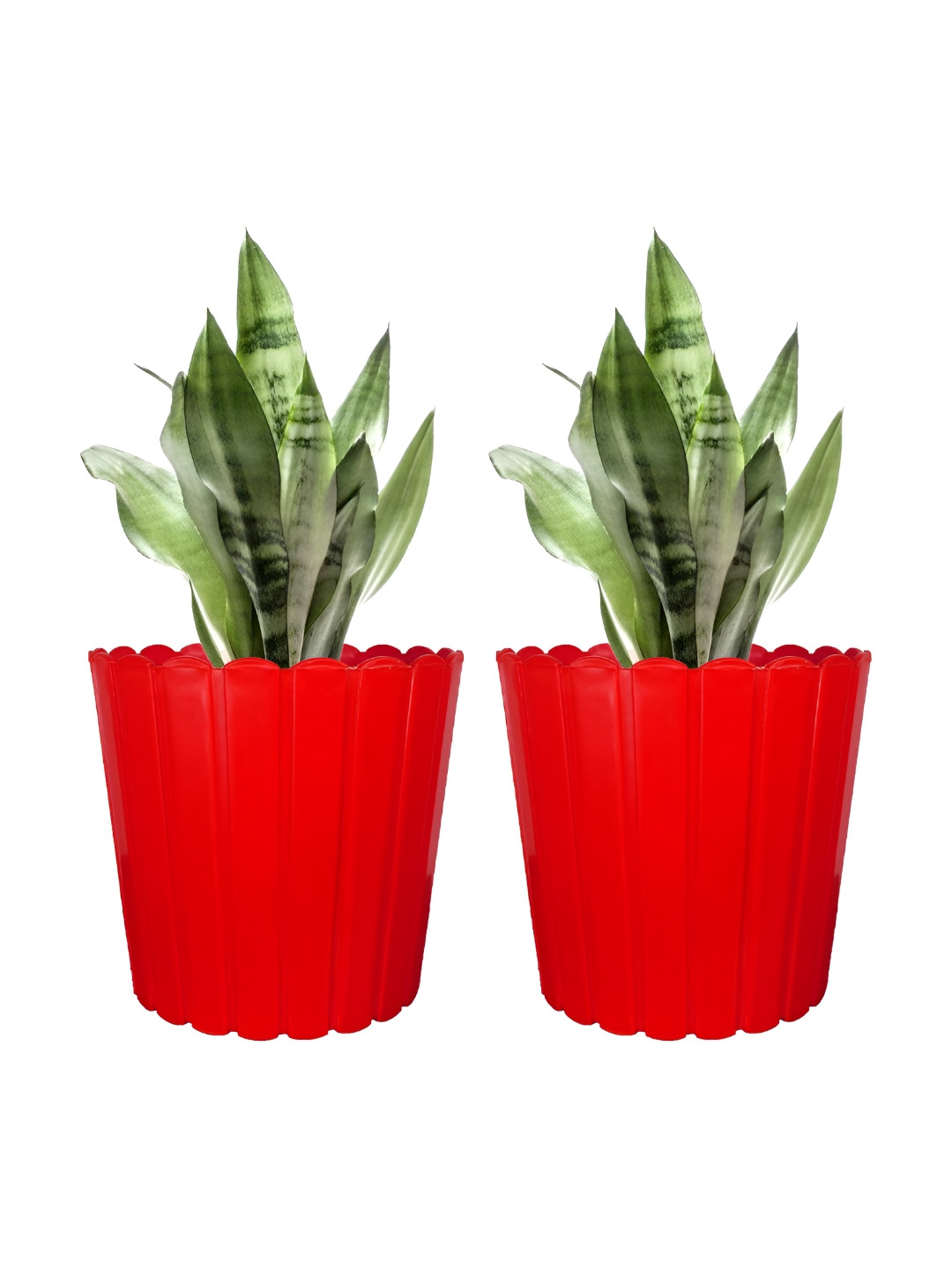 GARDEN'S NEED Red 2 Pieces Textured Planters