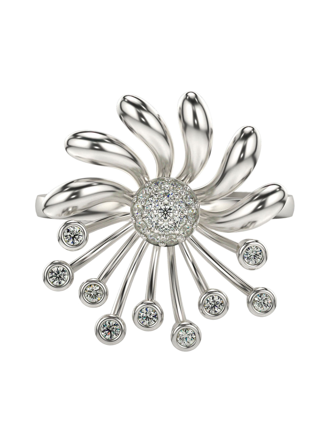 VALANOVA 18K White Gold Plated Sterling Silver 0.22 Ct Certified Lab Grown Diamond Ring