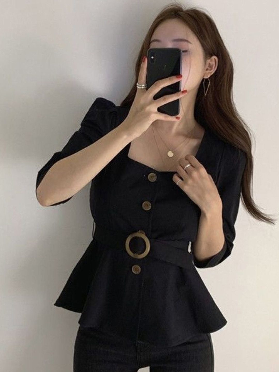 KPOP Women Square Neck Shirt Style Top
