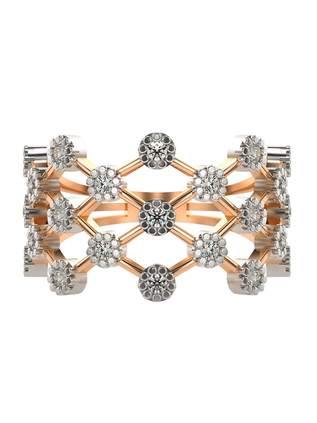 VALANOVA Women 18K Rose Gold Plated SterlingSilver 0.31Ct Certified Lab Grown Diamond Ring