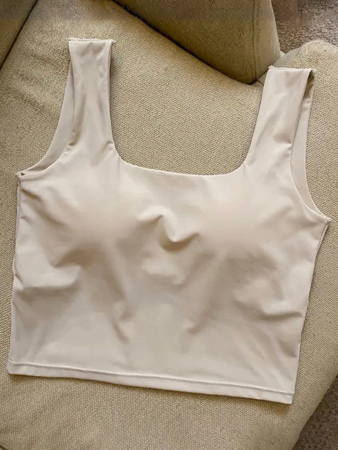 Miss Mosa By Akanksha  Beige Mona Tank Tops with Inbuilt Bra