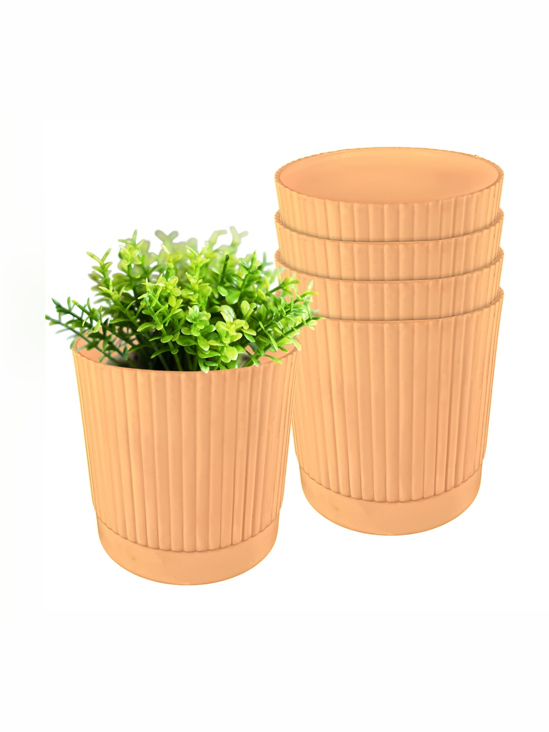 GARDEN'S NEED Scovpa Peach-Colored 5 Pieces Textured Planters