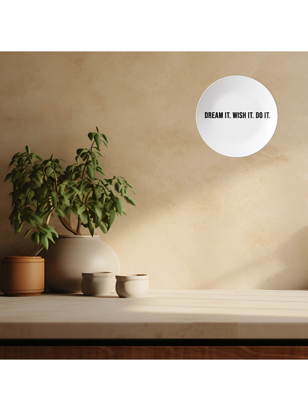 THE QUIRKY HOME Dream It Wish It Do It Crafted Ceramics Glossy Hall Wall Plates-18In