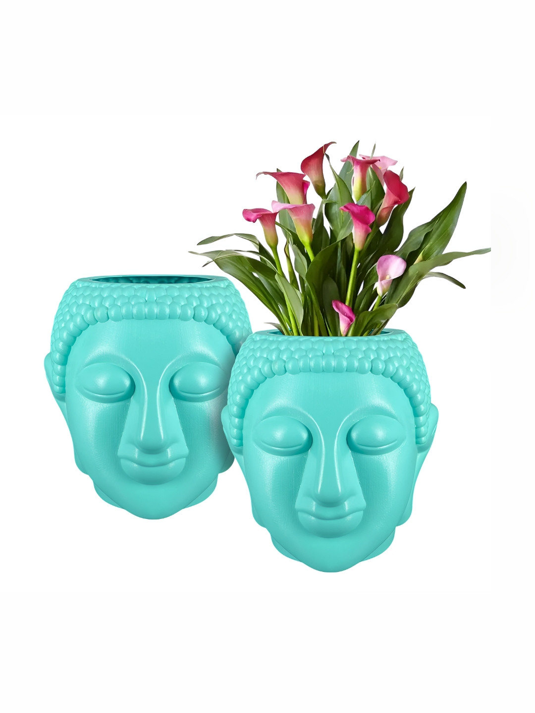 GARDEN'S NEED 2-Pcs Turquoise Blue Textured Planters
