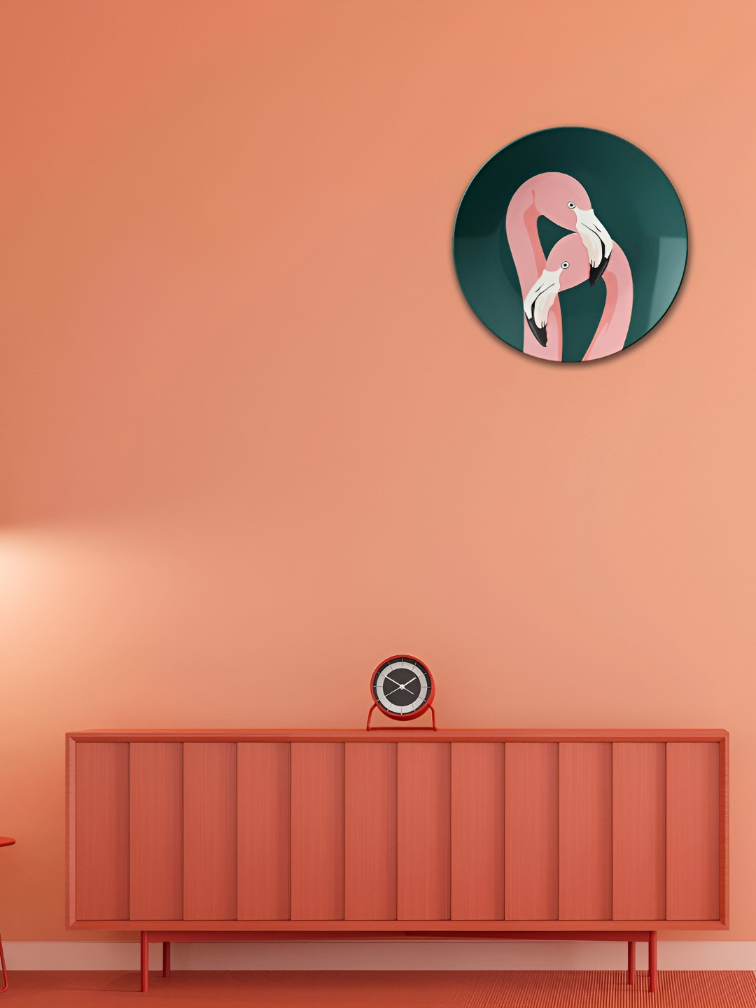 THE QUIRKY HOME Flamingo Crafted Ceramics Glossy Hanging Hall Wall Plates-10In