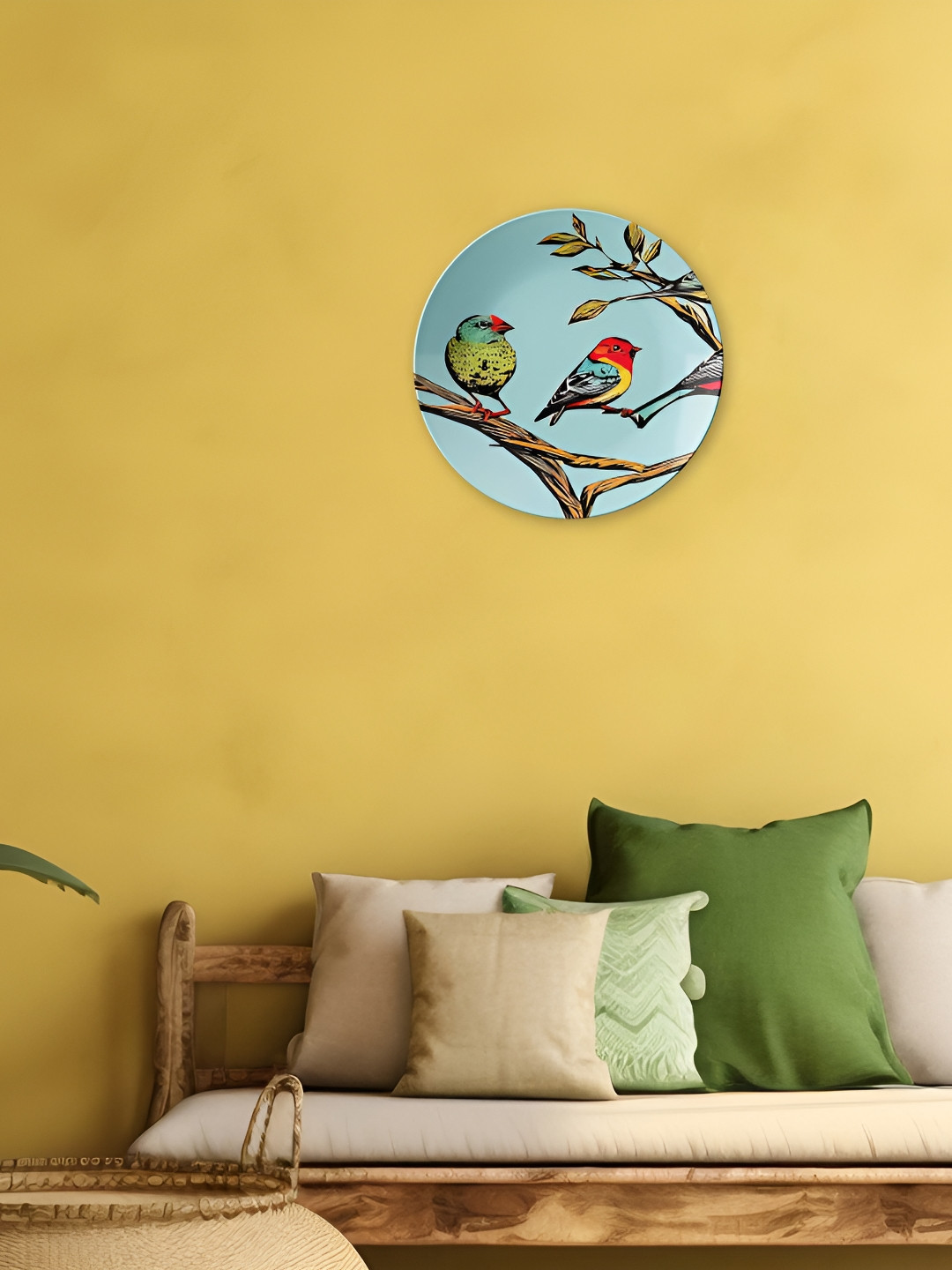 THE QUIRKY HOME Birds on a Branch Crafted Ceramics Glossy Hanging Hall Wall Plates-8In